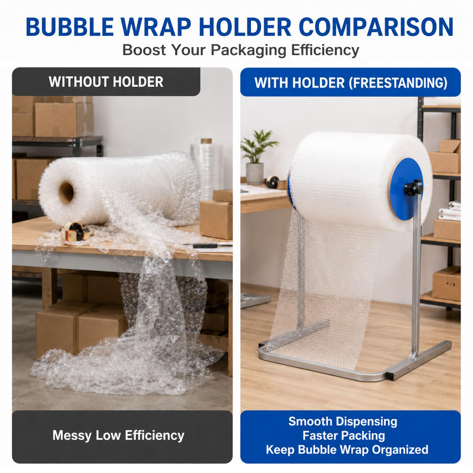 Luftpolsterfolien-Abrollerständer Vertikaler Polsterschaumhalter | Verstellbare Breite füR Verschiedene RollengrößEn Ideal füR Umzug und Transport Effiziente VerpackungslöSung(30cm/11.8in)