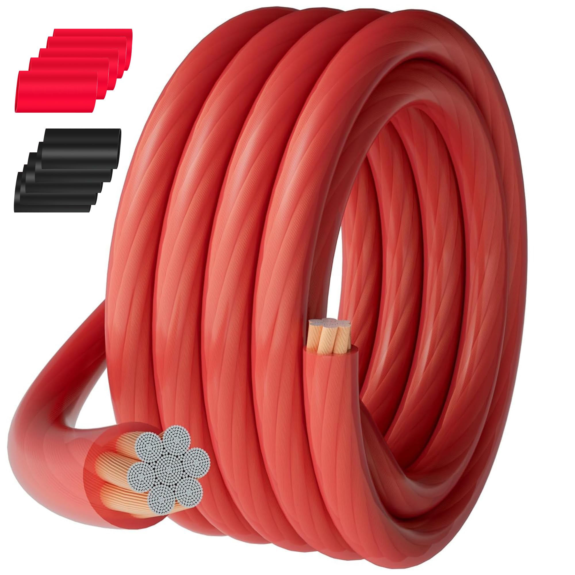 0 Gauge AWG Power Ground Wire Cable 10 Ft Red Translucent