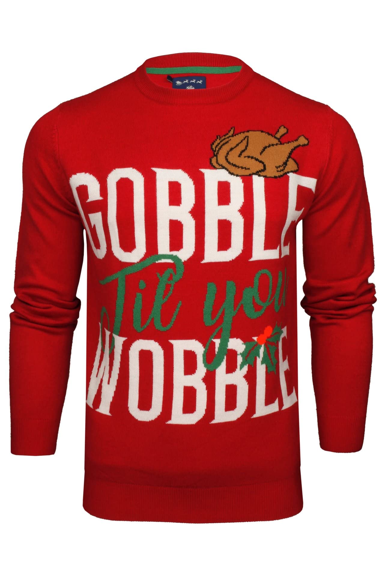Xact Men's Gobble Til You Wobble Christmas Jumper, Novelty Funny Naughty Theme (Gobble Til You Wobble) M