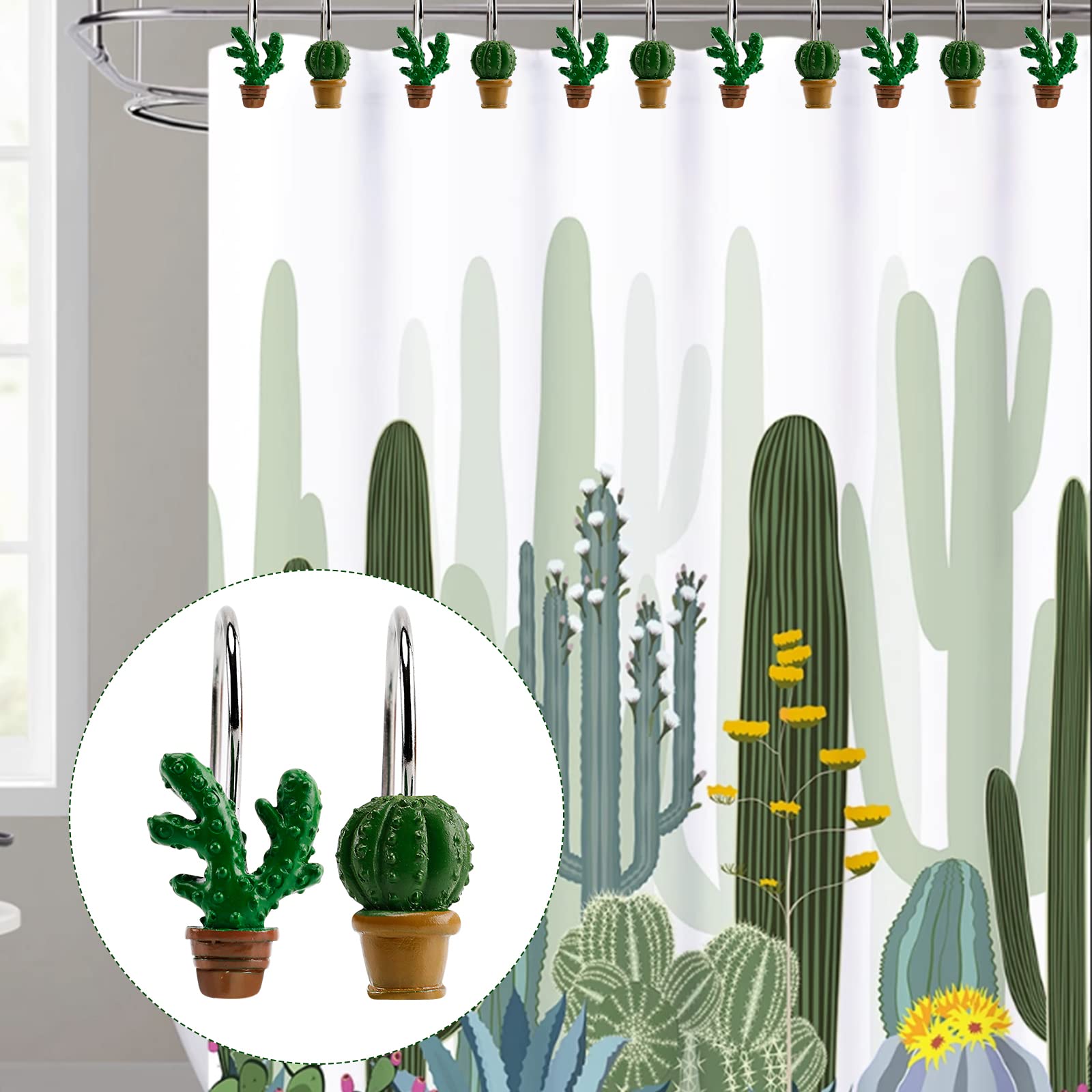 Duschvorhang-Haken, Kaktus, Badezimmer, Dekoration, Duschvorhang, Ringe,  Kunstharz, Kaktus, Sommer, Badezimmer, Dekoration, Gardinenhaken,  Vorhanghaken, 12 Stck : Amazon.de: Kche, Haushalt & Wohnen