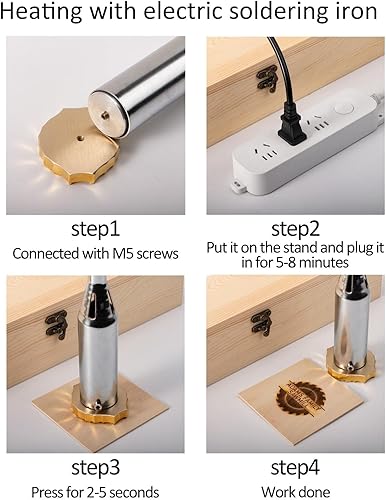 Miniatura 2 de Deironply Hierro de marca de madera personalizado, control de temperatura, hierro eléctrico personalizado para madera, latón, sello de combustión de