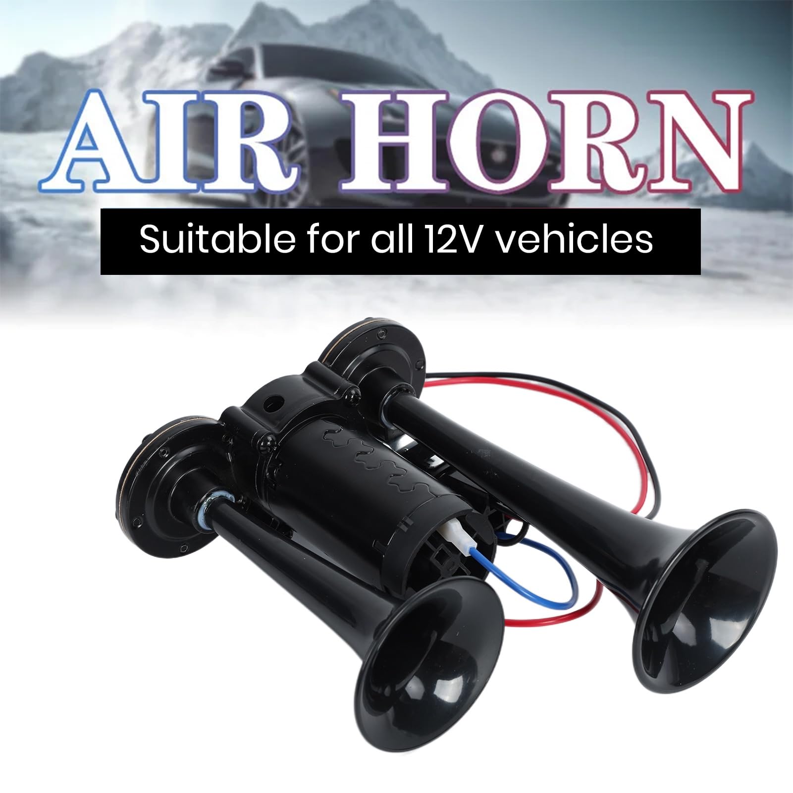 Air Horn For Car 600DB Truck Train Air Horns, 12V Dual Trumpets