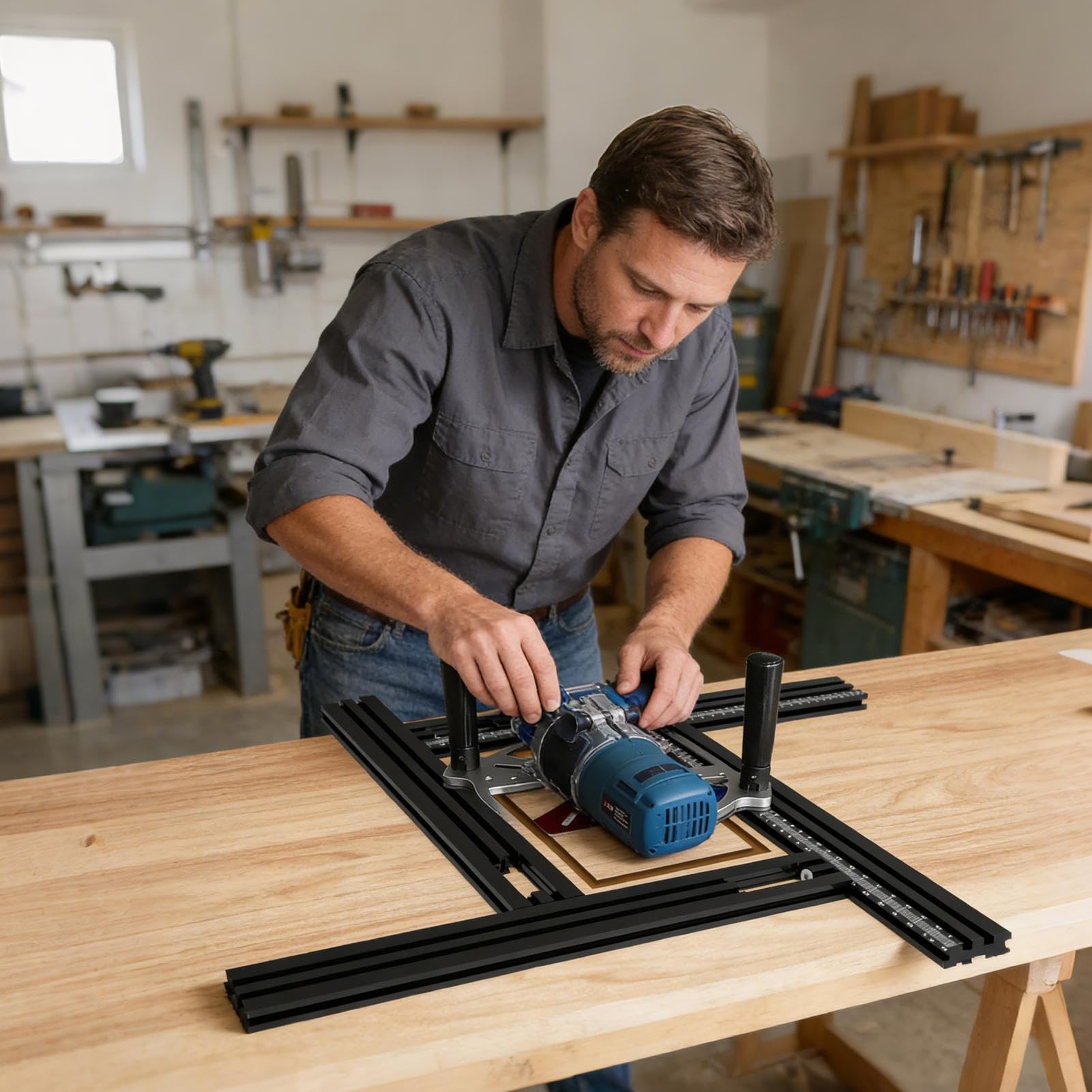 Saw Guide Rail - Router Backrest pomocnicza szyna torowa | Przewodnik cięcia drewna dla domu, warsztatu, budownictwa, przemysłu, rowkowania, przycinania, grawerowania, młynia, precyzyjnego cięcia