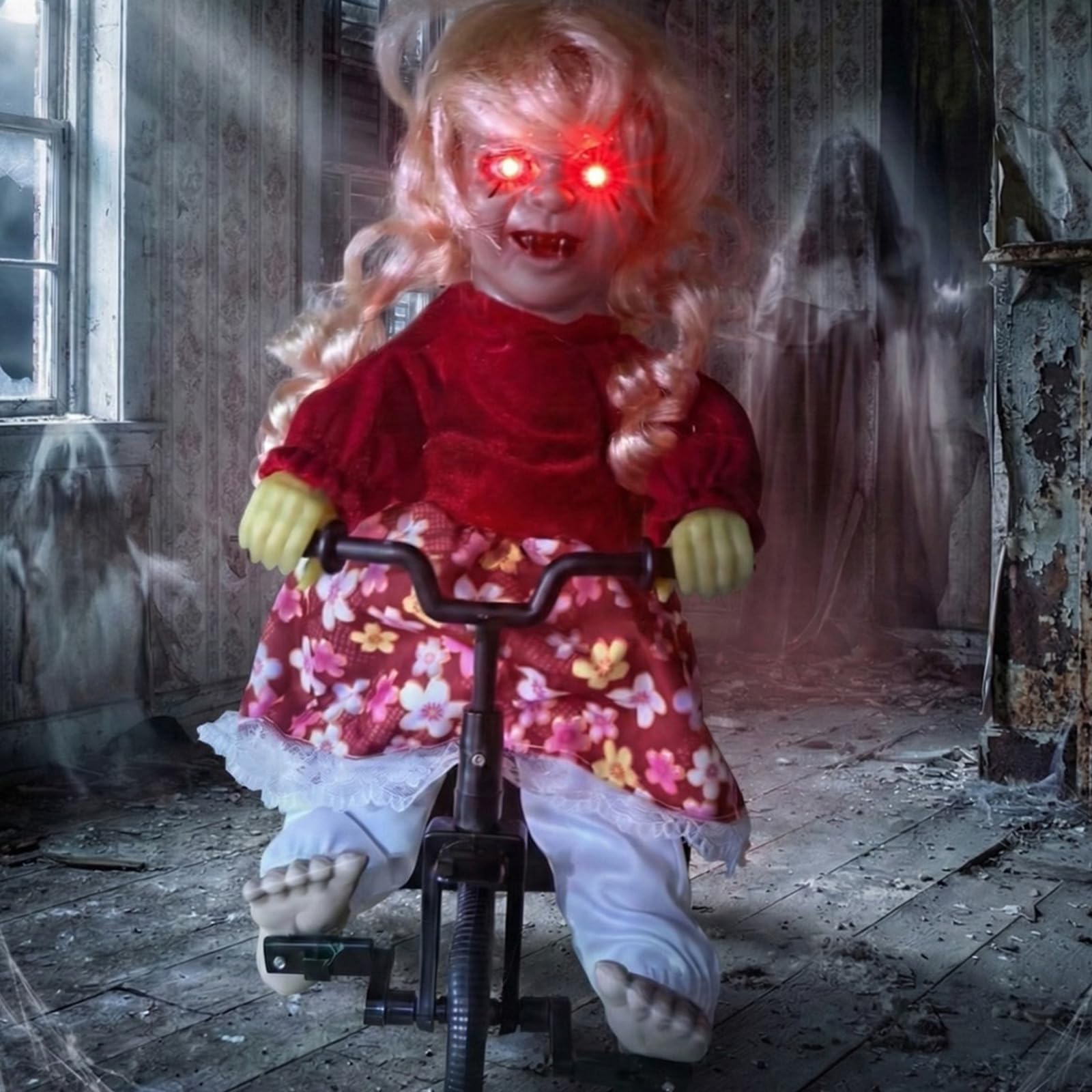 Unheimliche Halloween-Display-Figur, Fahrradschädel