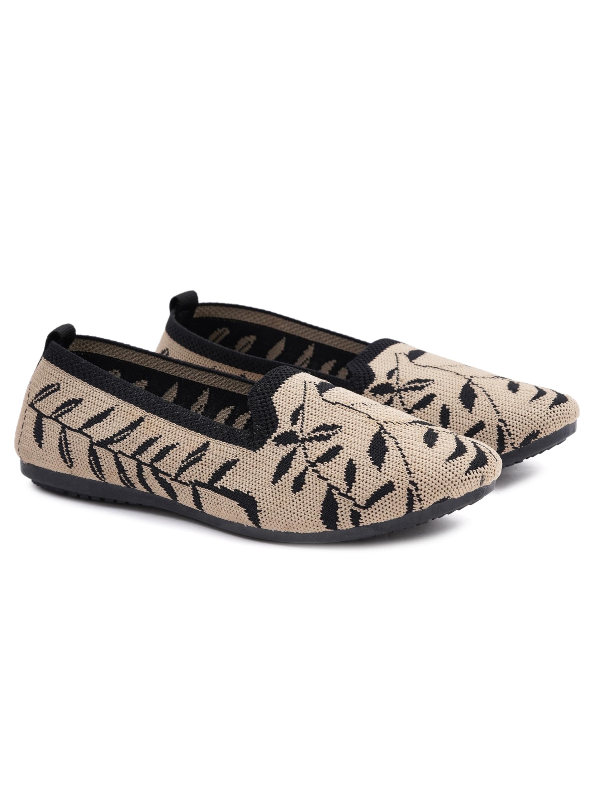 Women’s Knitted Belly | Lightweight Slip-On Belly Shoes with Leaf Pattern || Soft Sole – Casual & Comfortable Daily Footwear Flats-image-1