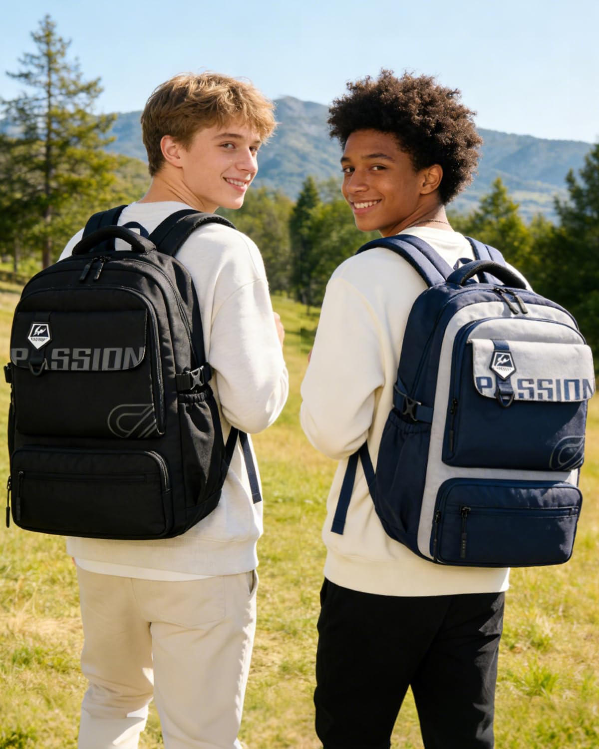 Amythe Mochila Escolar Niño Adolescente, Mochila Colegio Gran Capacidad 25L para Juveniles Chico, Mochilas Instituto Impermeable e Ligera Adaptable a Carro, Negro