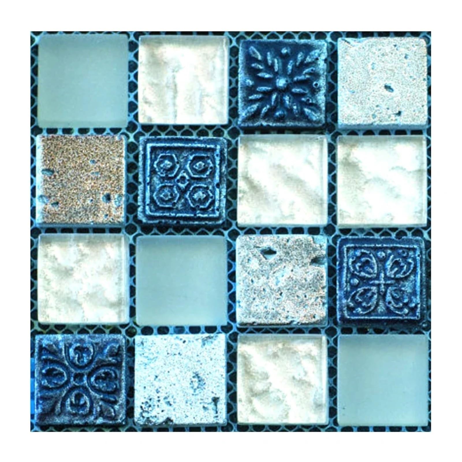 3D Tile Stickers Mosaic Tile 3D Adhesive Wall Sticker Thickened Waterproof Photograph Background Home Improvement Wall Covering Decor(E)