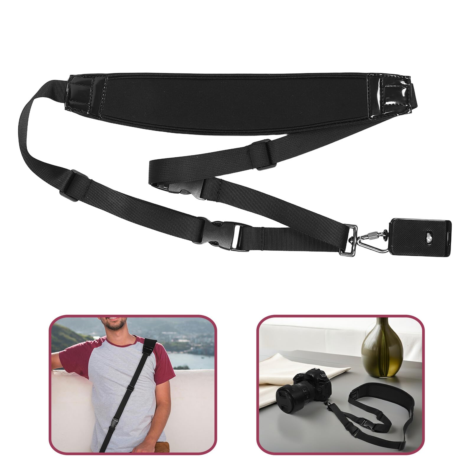 Correa para Cámara Fotográfica Ergonómica Acolchado y Longitud Ajustable, de Fibra de Poliéster y Aleación, Adecuado para Fotografía y Senderismo
