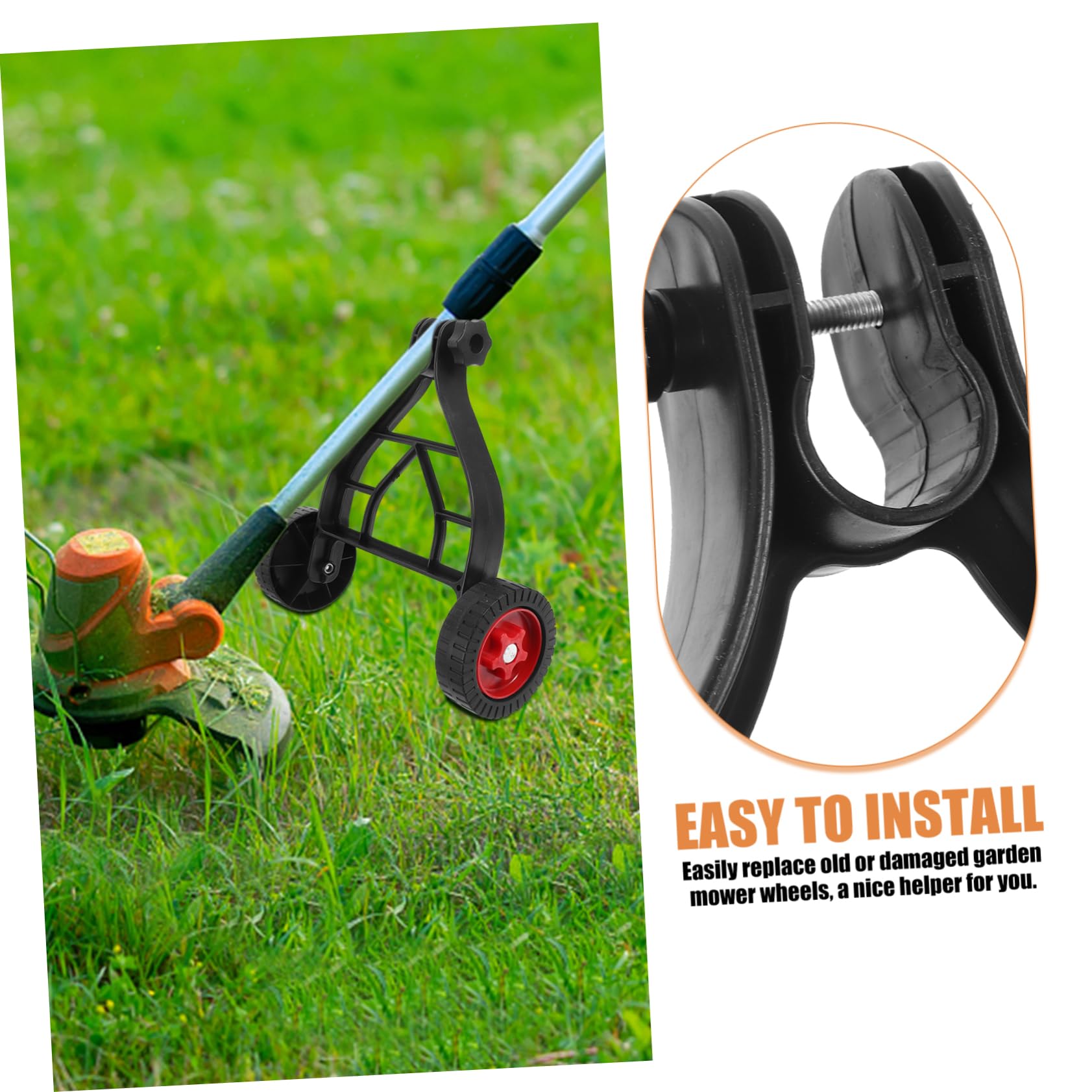 Yardwe Ruota Supporto Tosaerba in Gomma e Acciaio Inox, Ruote di Ricambio Resistenti All’usura per Carrello Tosaerba a Spinta, Accessorio per Giardino Rotazione Flessibile e Montaggio Facile