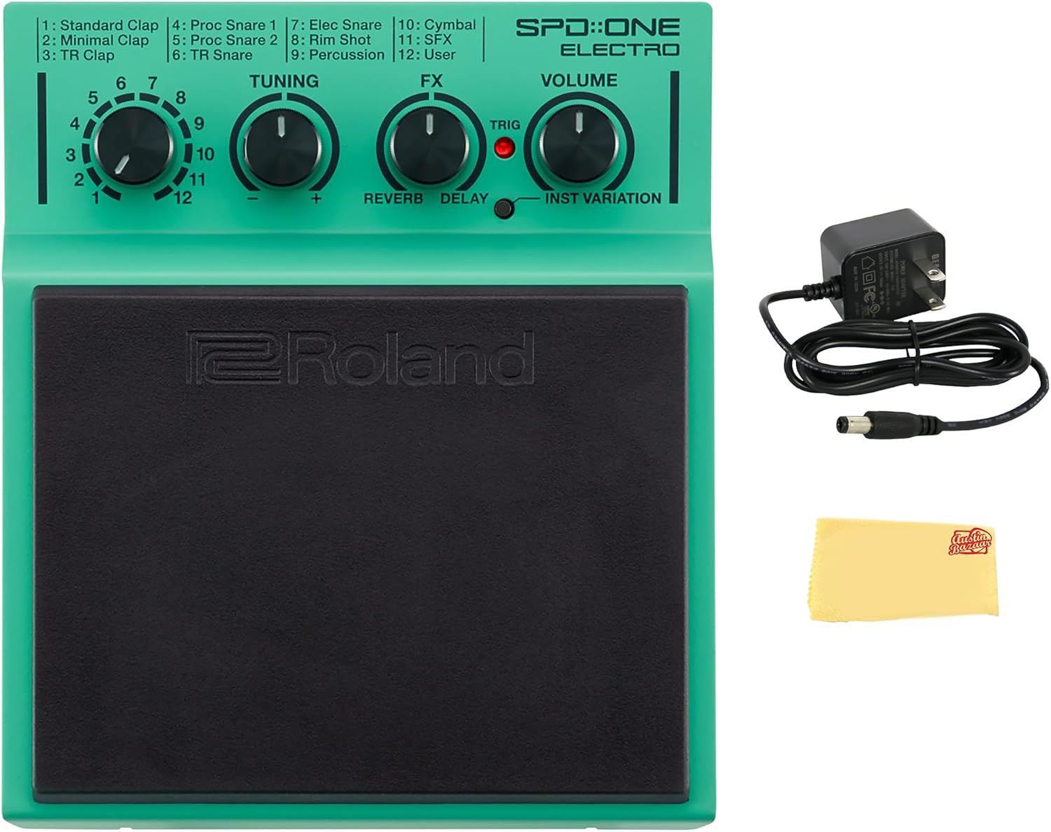 Roland SPD:ONE ELECTRO Percussion Electronic Drum Pad - Bundle with Power Supply and Austin Bazaar Polishing Cloth