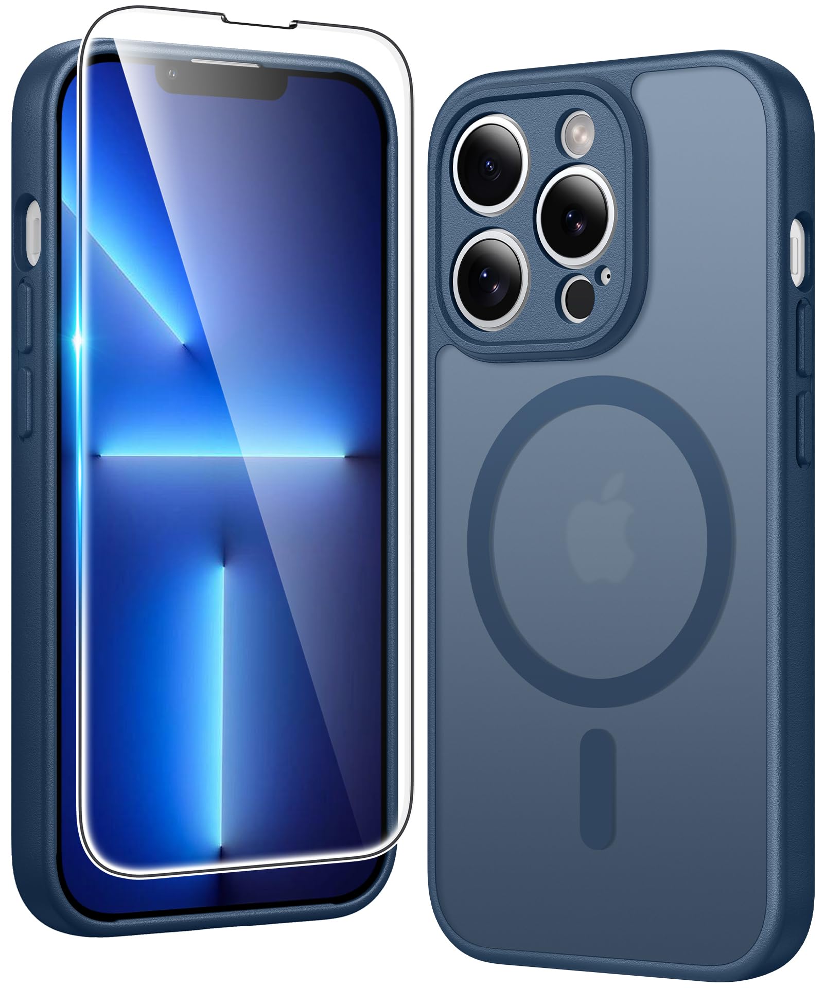 FNTCASE for iPhone 13 Pro Case Compatible with Magsafe Matte Phonecase | Screen Protector, Military Grade Drop Protection, Slim Magnetic Phone Cases, Shockproof Bumper, Translucent Cell Cover