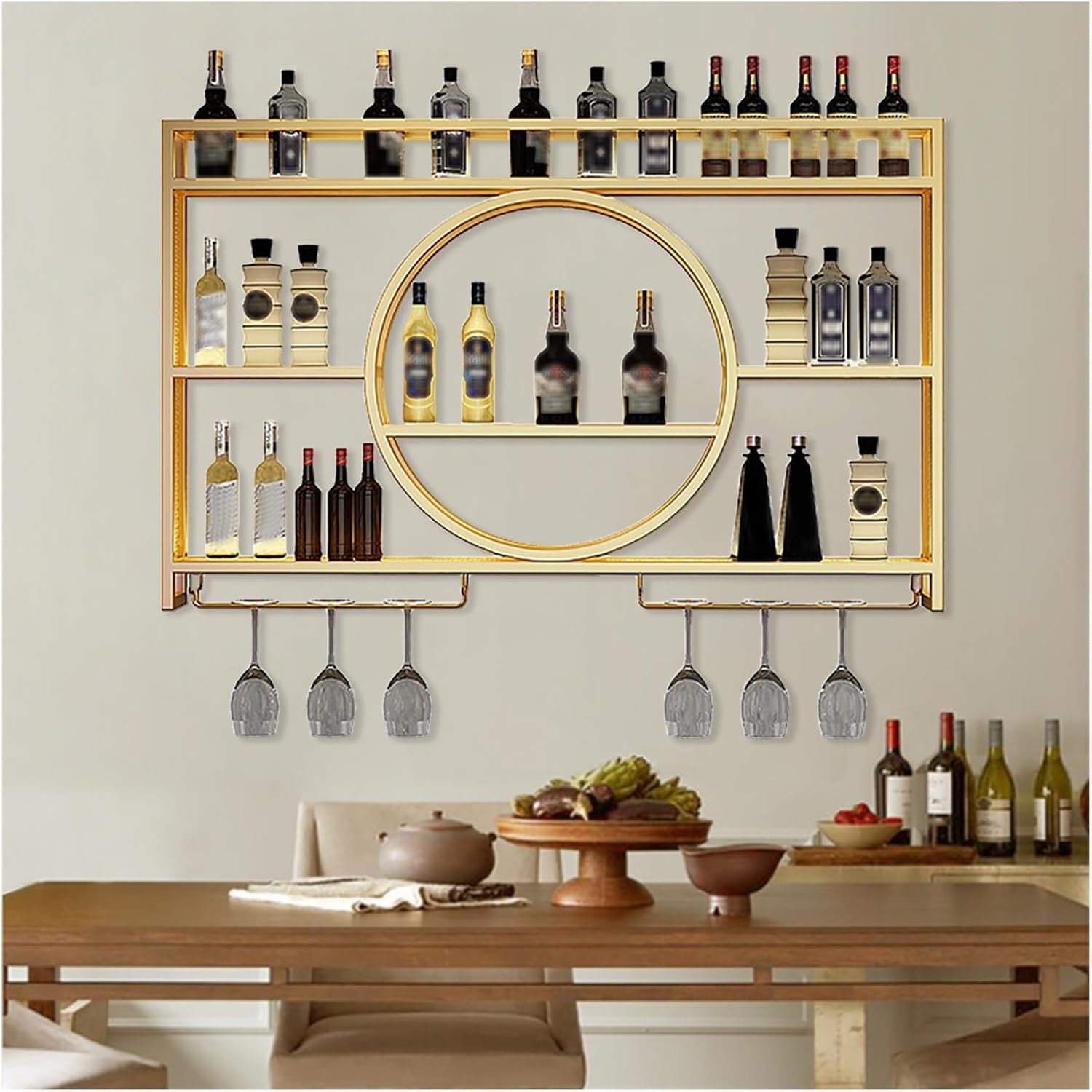Casier à vin mural noir au design élégant et épuré pour un bar à la maison moderne
