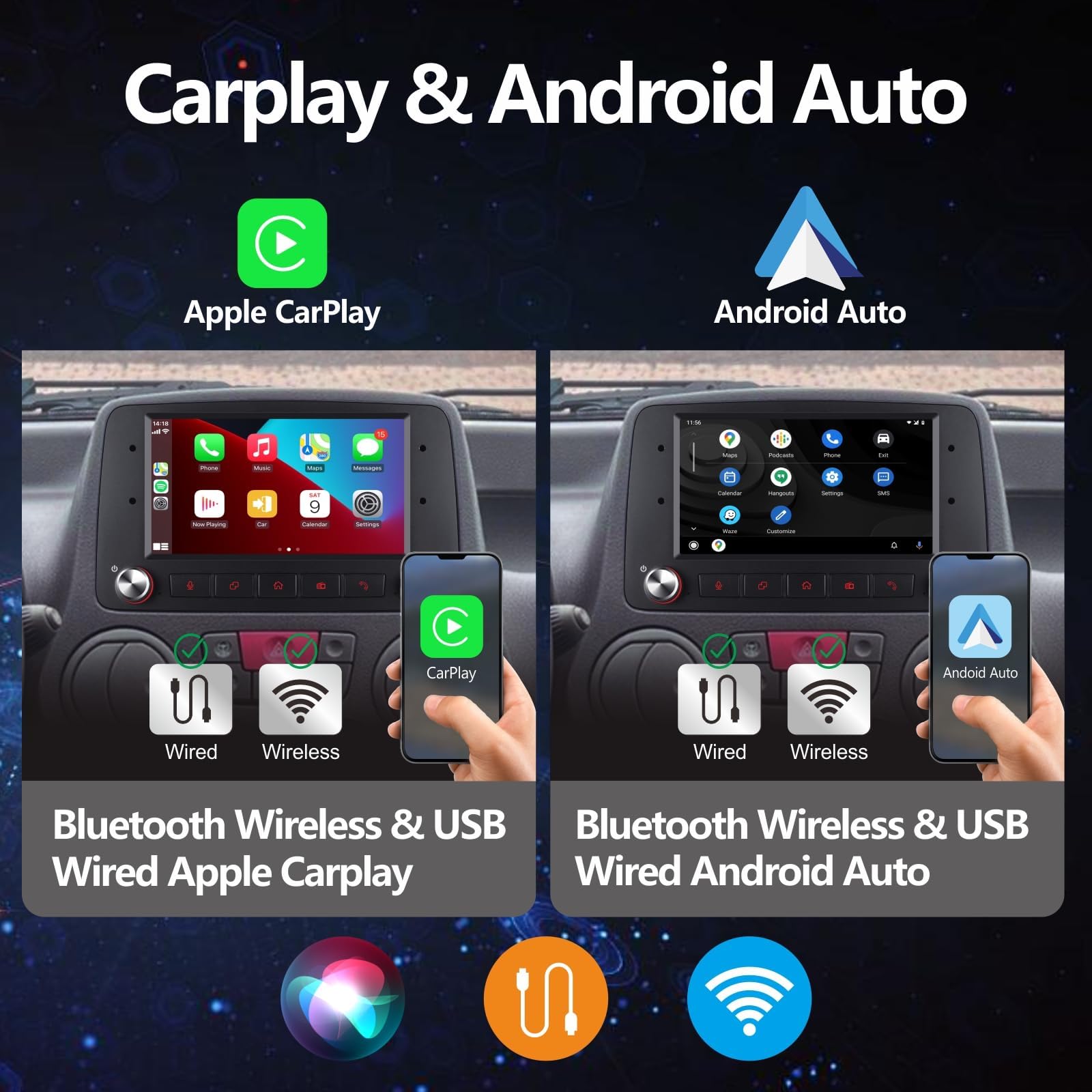 Autoradio per Fiat Panda 169 2003-2012 Radio con Wireless Carplay/Android Auto Stereo IPS Touch Screen/Bluetooth/FM/AM/USB