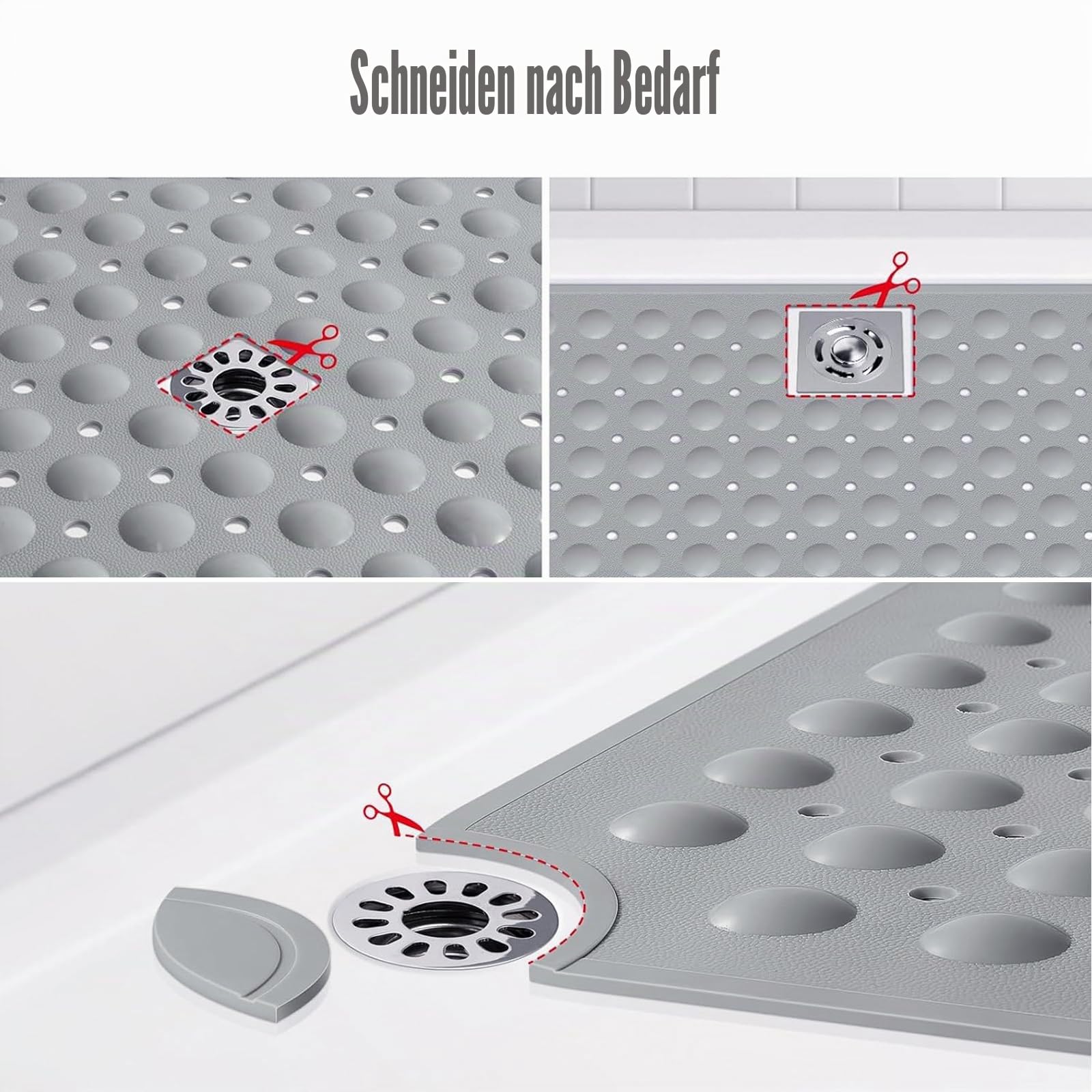 Duschmatte rutschfest 90x60cm, Duschmatten aus TPE rutschfeste Duschmatte Maschinenwaschbar Dusche Antirutschmatte mit Saugnäpfen Duscheinlage rutschfest für Badewanne und Duschraum