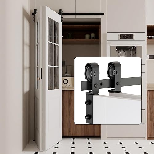 Dondelight 52" Bi-Folding Sliding Barn Door Hardware Kit for 2 Doors, Low Ceiling Lite Version Roller, Fit Double 24" Bifold Doors (No Door)