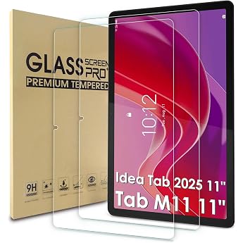 WD&CD Pack of 2 screen protectors compatible with Lenovo Tab M11 11 inch/Lenovo Idea Tab 2025 11 inch 2.5D tempered glass screen protector anti-scratch bubble free
