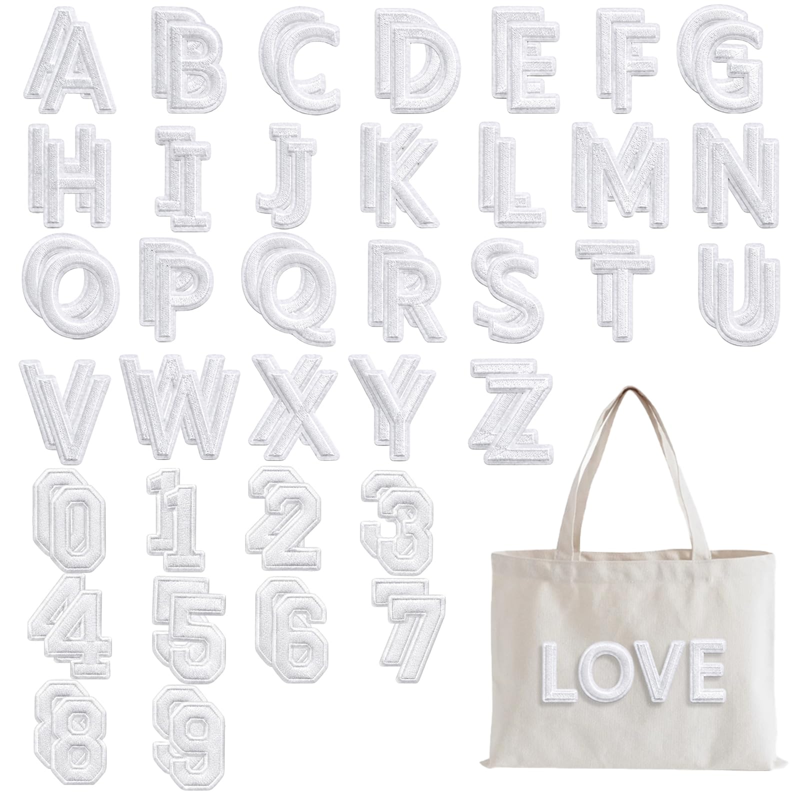 Iron on Letters and Numbers Patches, 72 Pcs Iron on Letters for Clothes