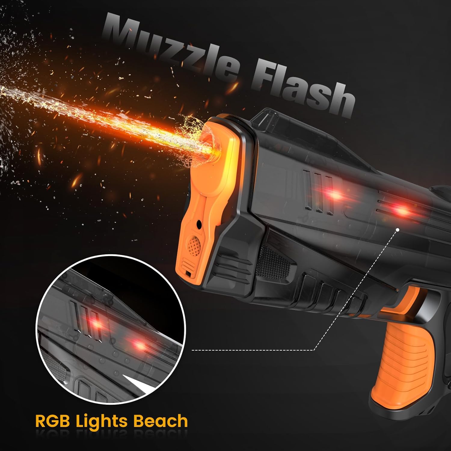 2 Pack Electric Water Gun for Adults Kid, Fast Fully Water Reload Automatic Squirt Gun with Colorful Light 32FT Long Range Auto Water Blaster,Summer Water Toy(Black+Red)