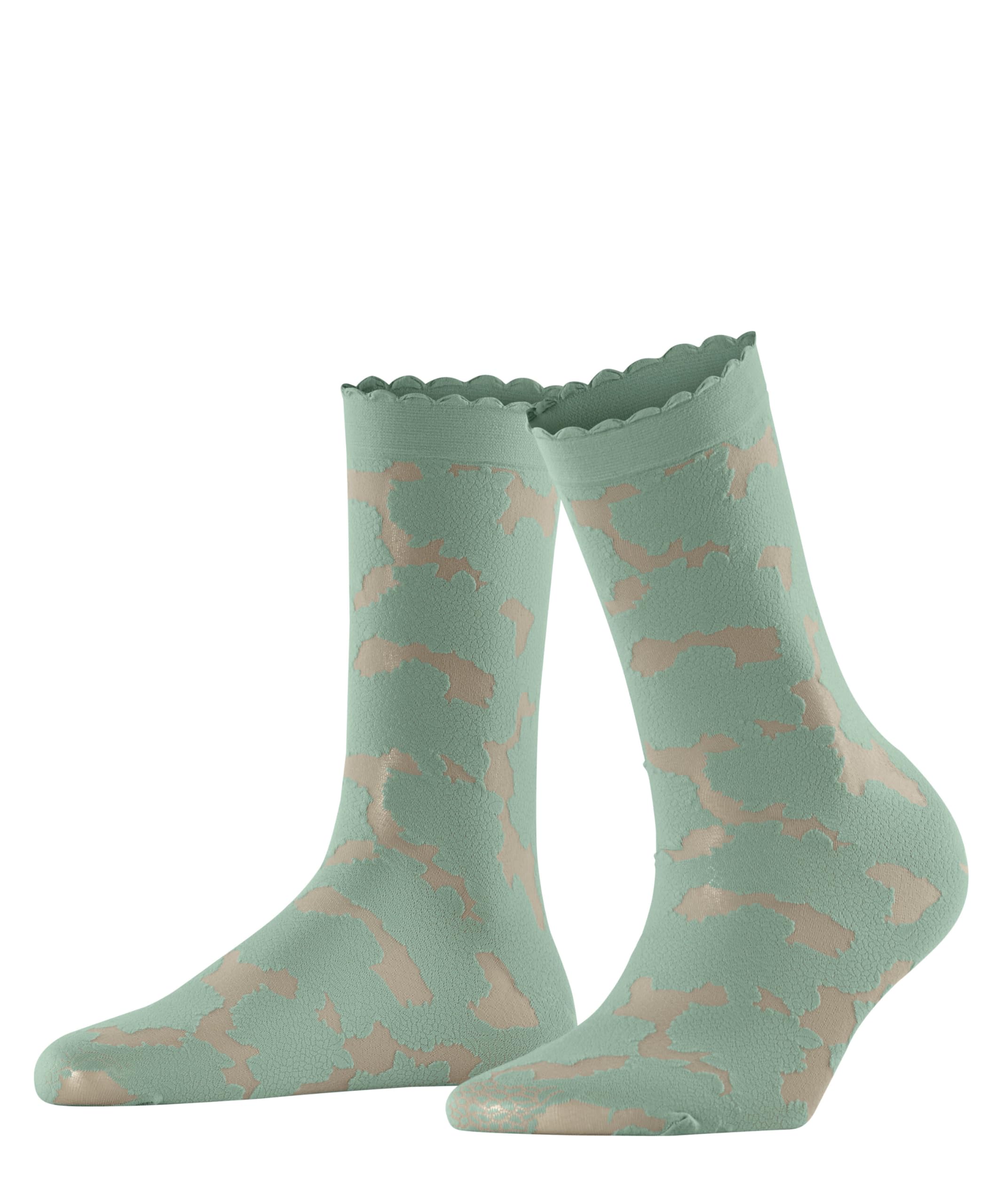 FALKE Women's Hydrangea 20 DEN W So Sheer Patterned Socks 1 pair, Green Sage 7538, 5.5-8