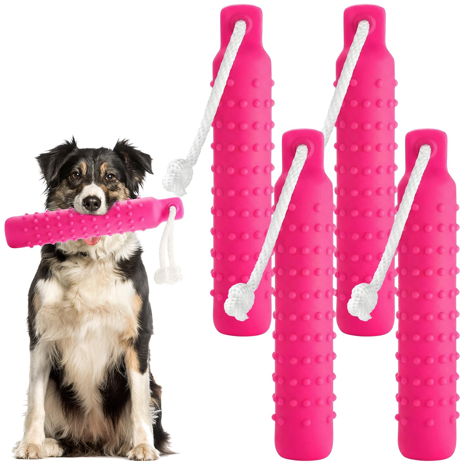 Blueweenly Pink Dog Bumper Toy Training Dummy, 4 Pcs
