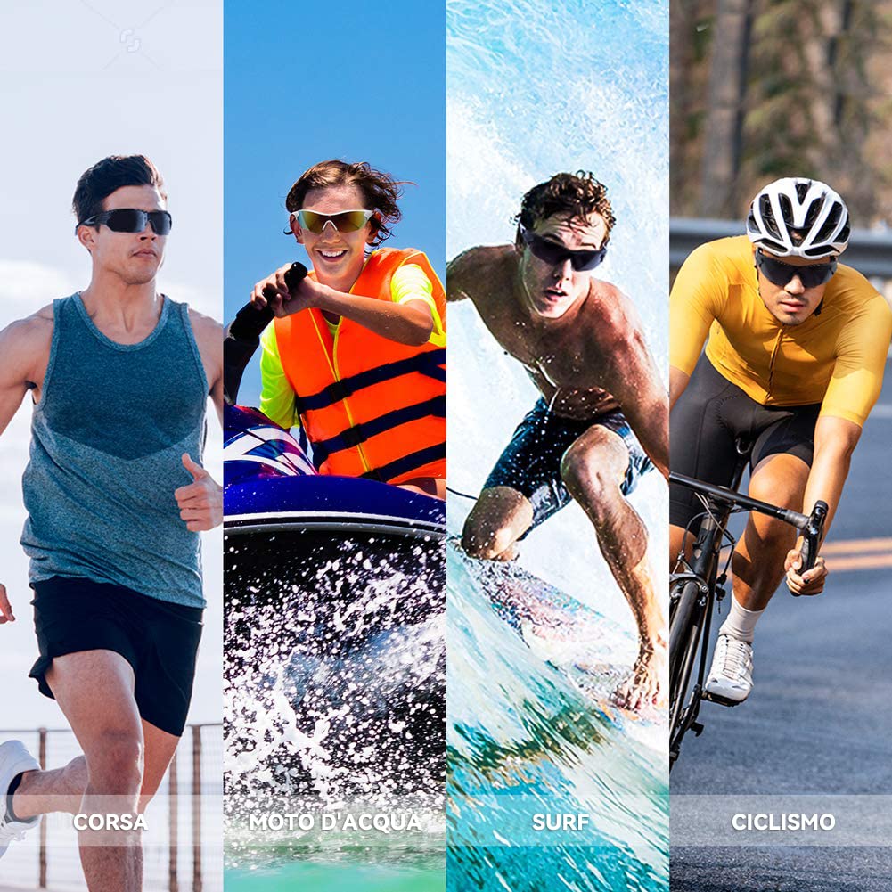 BEACOOL Occhiali da Sole Sportivi Polarizzati Uomo Donna Adolescente Ciclismo Baseball Militare Running Driving Pesca Golf Motocicletta Tac UV400