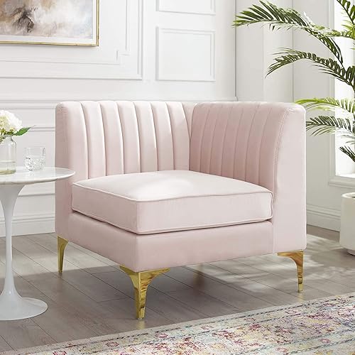 Miniatura 8 de Modway EEI-3983-GRY Triumph Channel - Silla esquinera para sofá seccional de terciopelo de alto rendimiento, color gris Gris,marino,Rosado