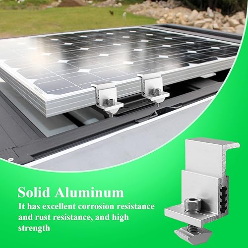 Miniatura 3 de 6 soportes Z de montaje en panel solar, abrazadera de extremo solar ajustable, soporte de riel de aluminio, paneles solares, kit de canalón para