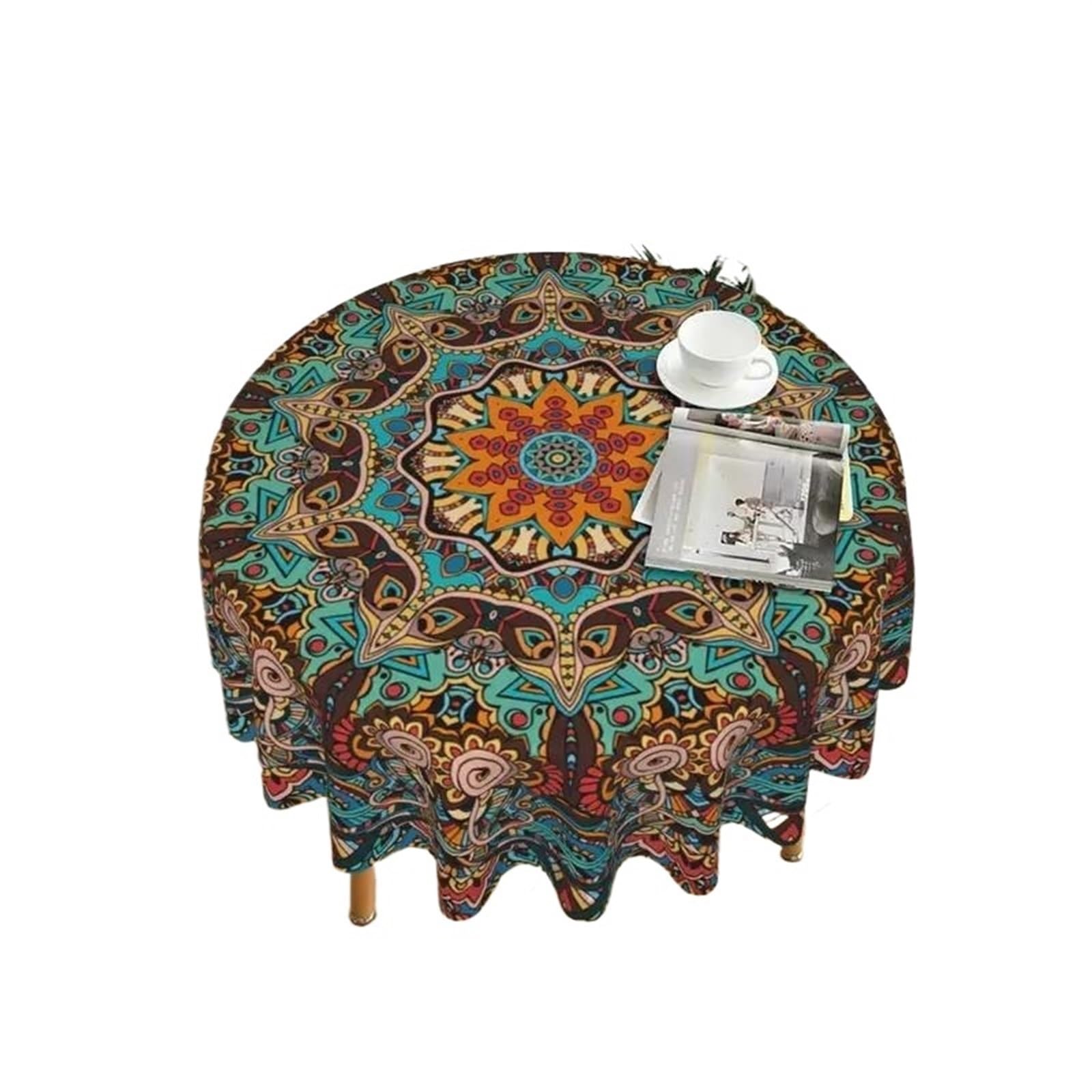 BTRYLDCFA Round Tablecloth 1pc Round Tablecloth, Waterproof Colorful Circular Patio Dining Table Cover, Cloths Covers For Backyard BBQ Picnic(Green)