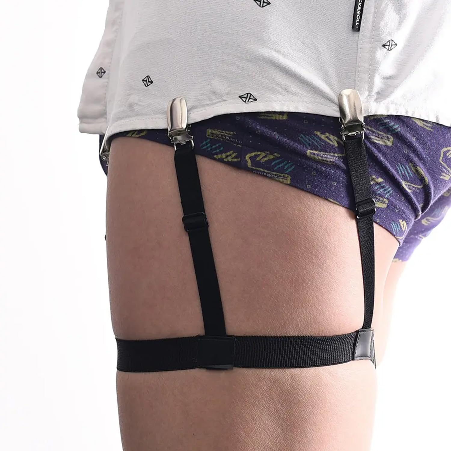 Shirt Tucker/Suspender For Men & Boys, Adjustable Elastic Shirt Stay/Garters with Locking Non-Slip Clips holder Securing Shirt Position-image-6