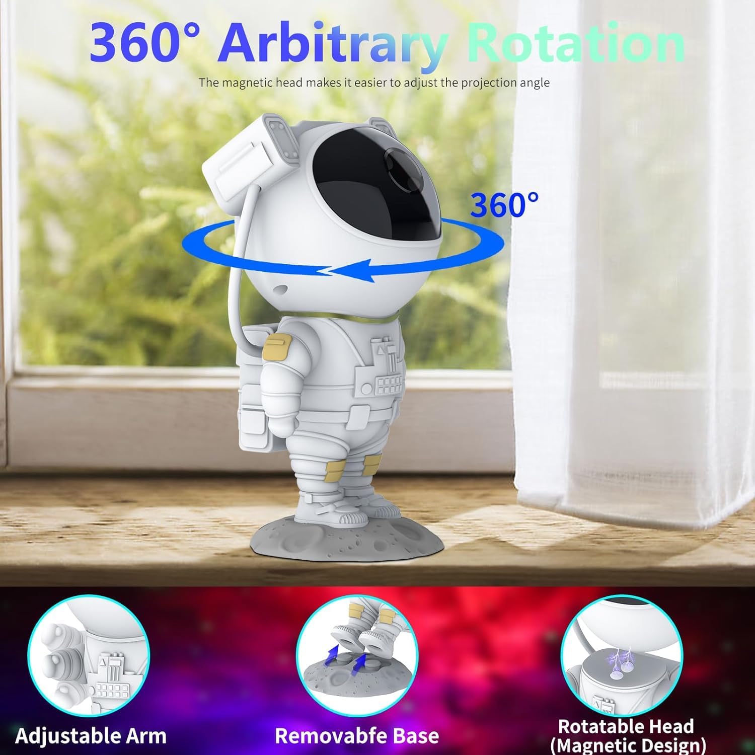 Hiya-Naya Astronaut Galaxy Projector Night Light, Starry Ceiling LED Lamp Space Buddy Projector with Timer and Remote for Bedroom, Kids Room Decor, Birthdays Gift (White)