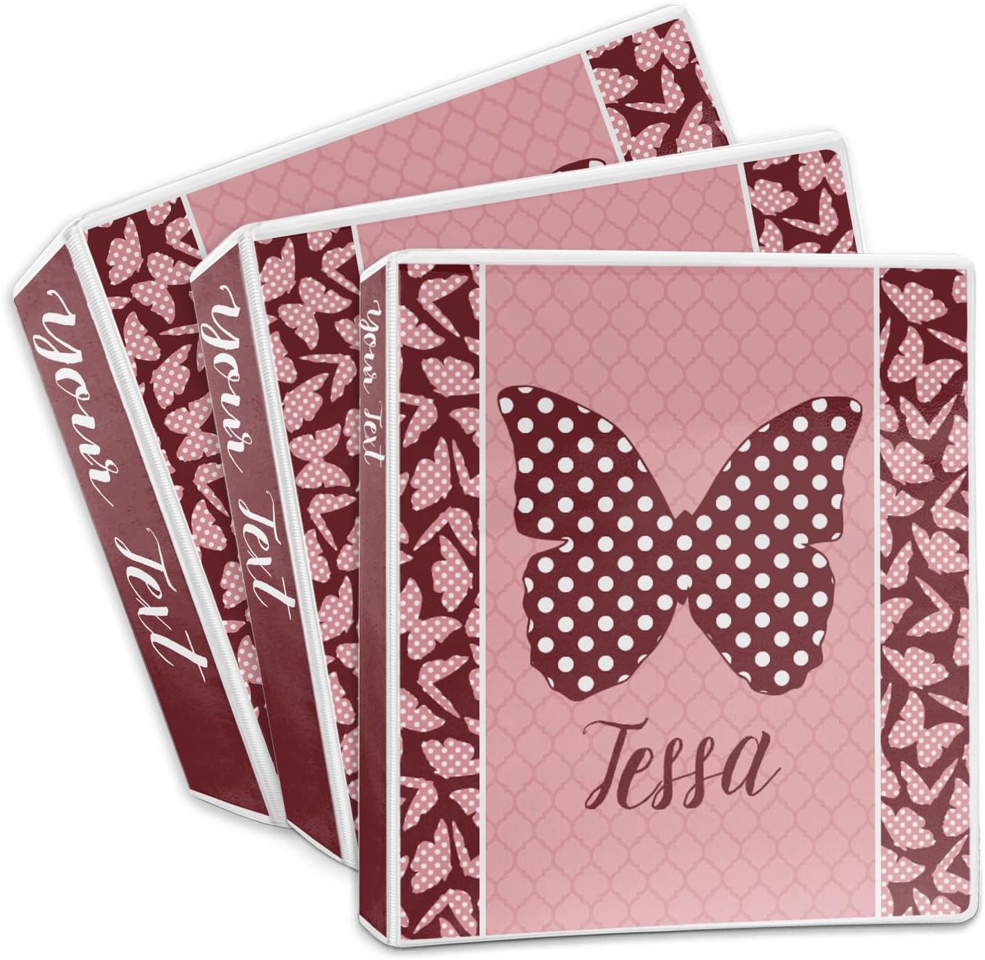 Personalized Polka Dot Butterfly 3-Ring Binder - 2 inch