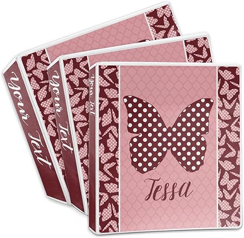 Miniatura 3 de Carpeta personalizada de 3 anillas con diseño de mariposas y lunares, 1 pulgada