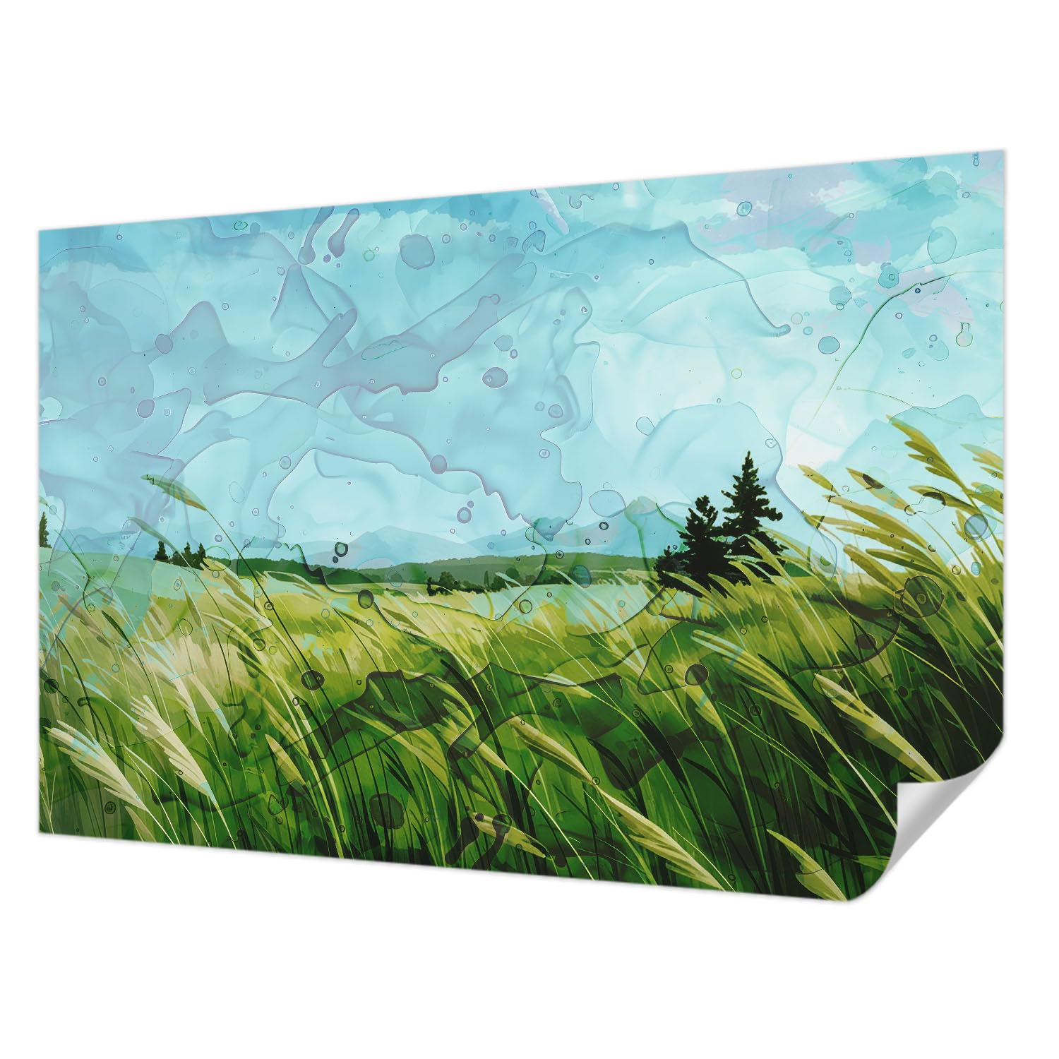 Revêtement mural autocollant Tulup 104x70 cm décor de paysages verts de haute qualité pour salon