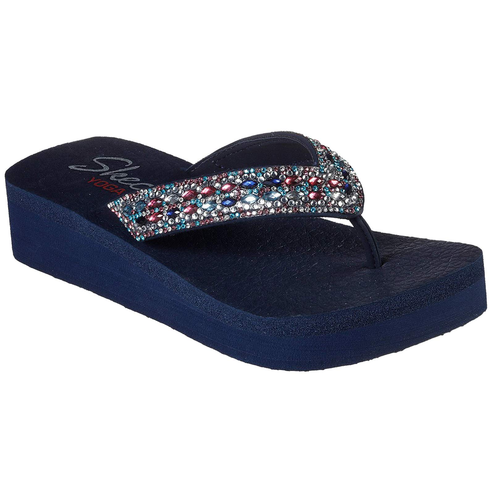 Skechers womens VINYASA - GLORY DAY NAVY/MULTI SLIPPER -7 UK (10 US) (31619) (B07TVJYRSF) Amazon Price History, Amazon Price Tracker