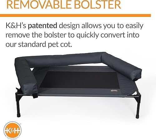 Miniatura 3 de K&H Pet Products Bolster - Cama elevada para perro para interiores y exteriores, con cojines extraíbles, funda de malla lavable, cama elevada para