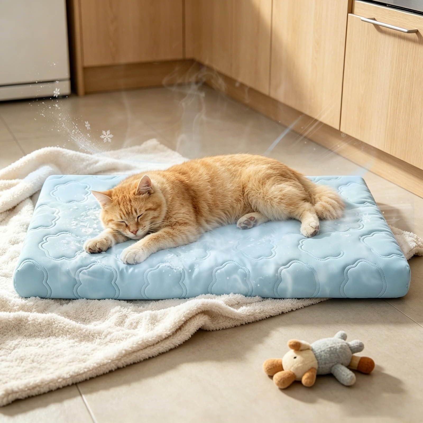 Tapis rafraîchissant pour chien - Confort d'été pour dormir - Lavable - En tissu non tissé - Pour la maison, le jardin, la voiture - Auto-rafraîchissant - Pour chien et chat