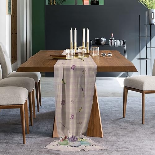 Miniatura 2 de Camino de mesa de gasa de tulipanes de acuarela lavanda y jazmín de 55 pulgadas de largo camino de tul transparente de gasa para boda recepción de