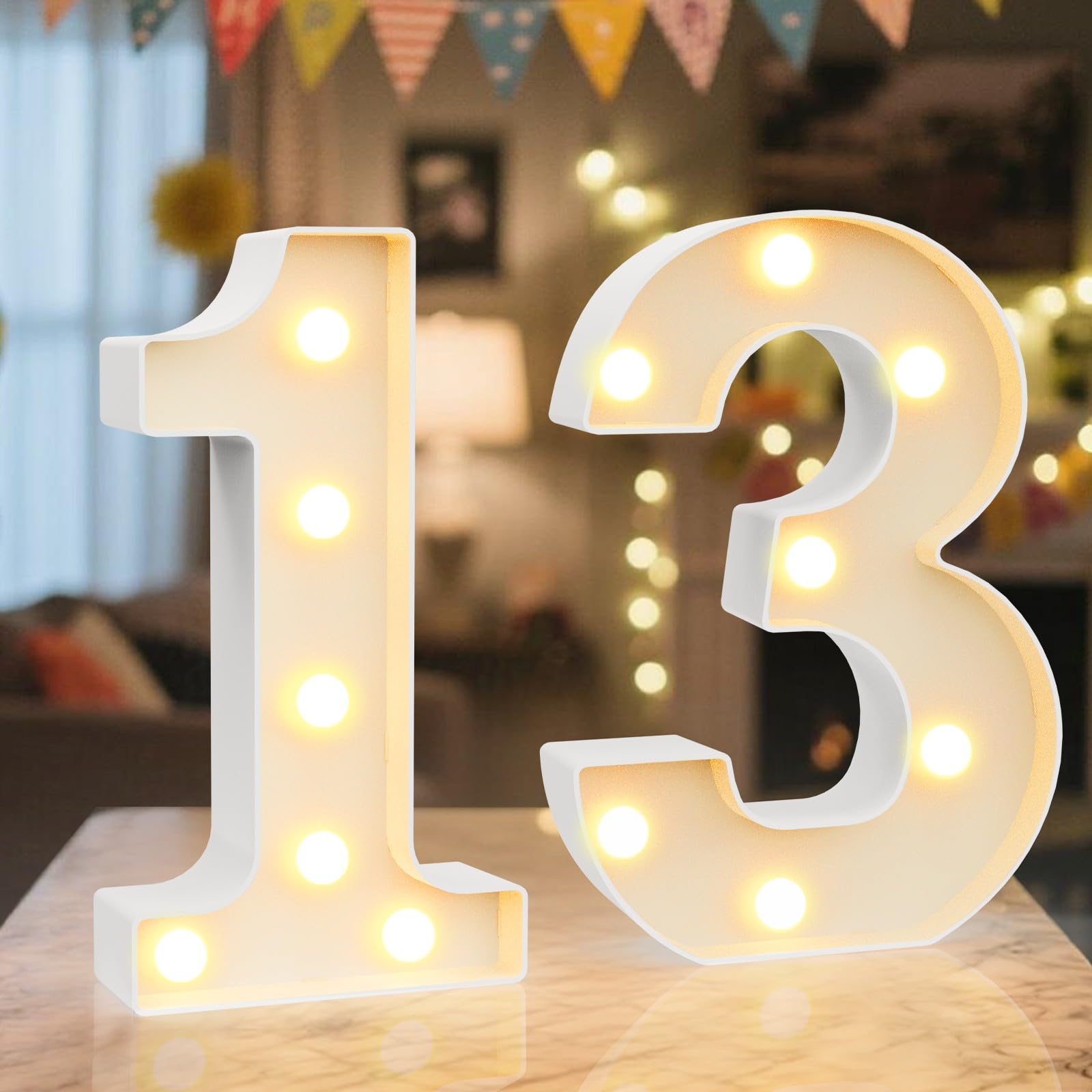 Ledido LED Light Up Marquee Numbers Sign - Cool & Warm Light up Numbers for 40th Birthday Decorations, LED Number Lights for Wedding Anniversary Grad Home Bedroom Table Wall Party Decor, Number 40 — view 20