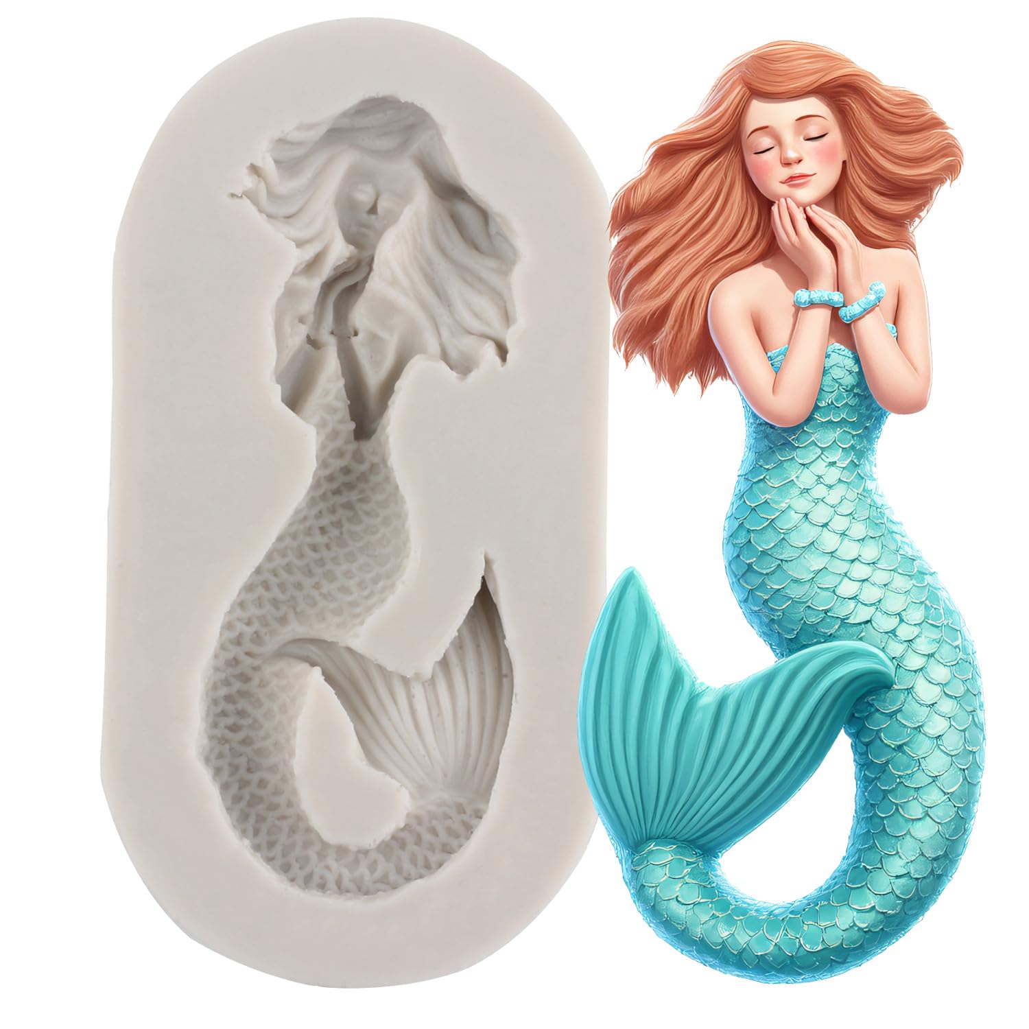 Sijiangmold Mermaid Silicone Fondant Moulds Mermaid Mould