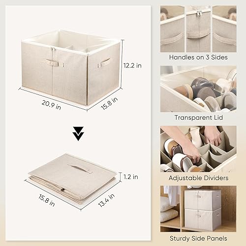 Miniatura 3 de Homaisson Paquete de 2 organizadores de almacenamiento de zapatos para armario, almacenamiento grande para zapatos + 3 paquetes de almacenamiento