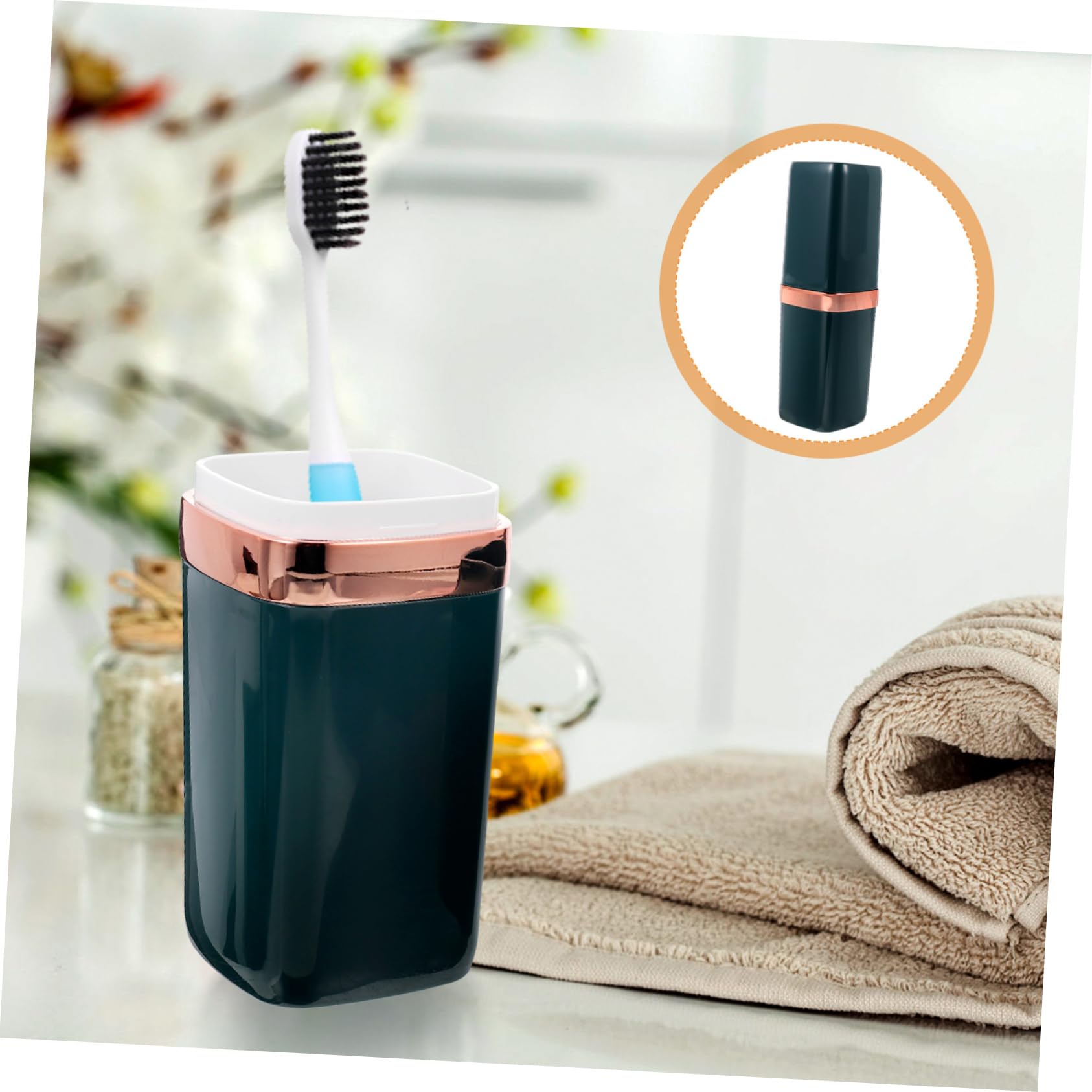 Portaspazzolino da viaggio, 5 pezzi, contenitore portatile per spazzolino da denti, accessorio da esterno, porta spazzolino da denti, custodia portatile da viaggio, tazza da bagno, accessorio da