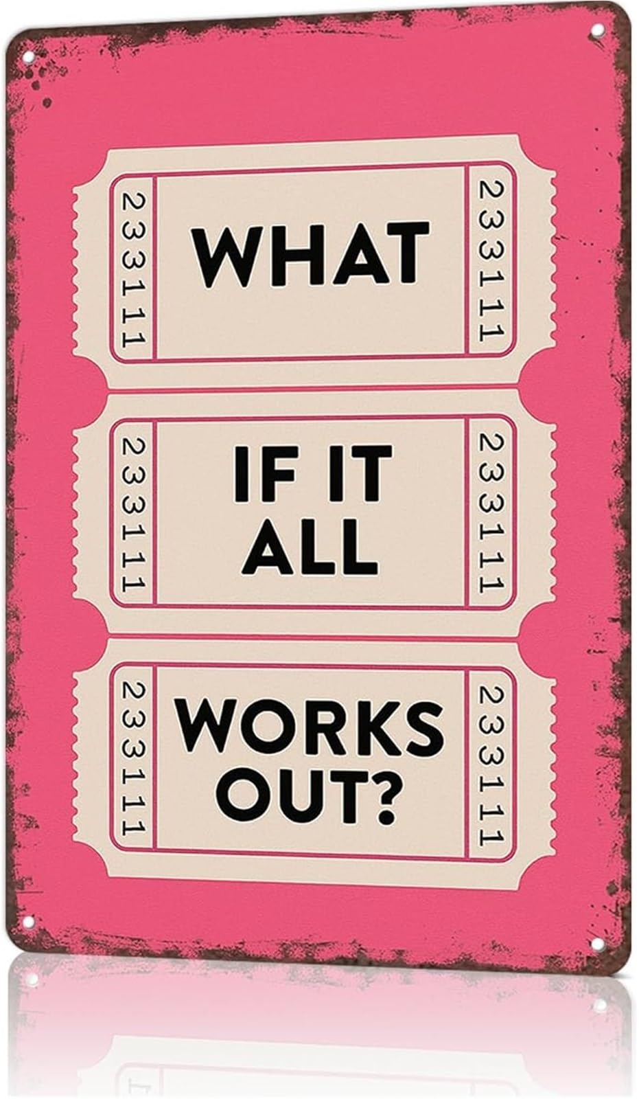 ZDVHOMCB What If It All Works Out Vintage Metal Sign Encouragement Wall Decor for Home Office Bedroom 8 X 12 in
