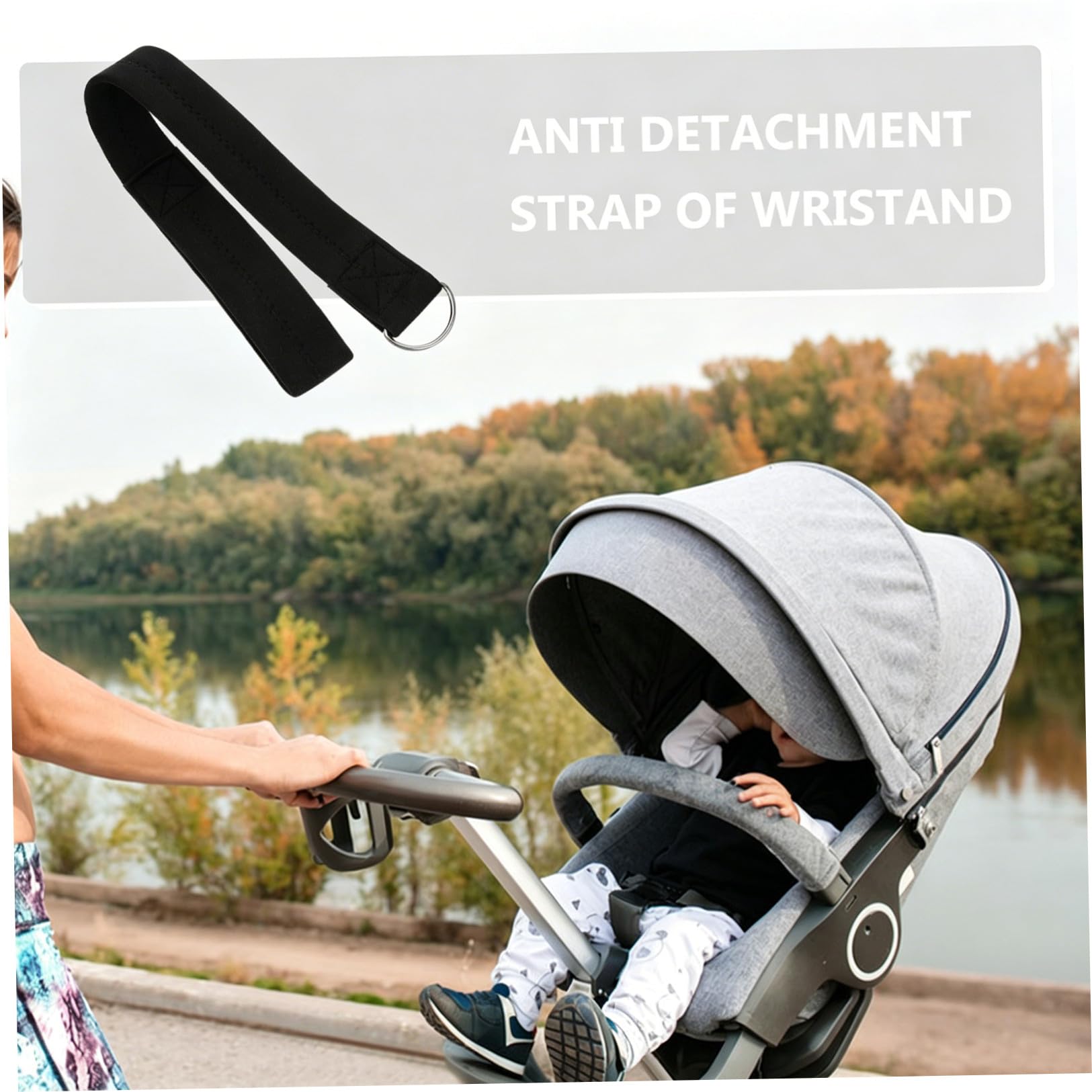 Cinturino Accessorio Pratico da Polso in Neoprene per Passeggino di Sicurezza Fascia Protettiva Nero Antiscivolo per Carrozzina e Carozzina Bimbi per Passeggiate Sicure