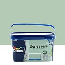 Dulux Benessere Pittura Colorata all’Acqua per Interni Superlavabile Anti Muffa Anti Batteri con Ioni D’Argento, 2.5 Litri, Verde Menta, 2.5L