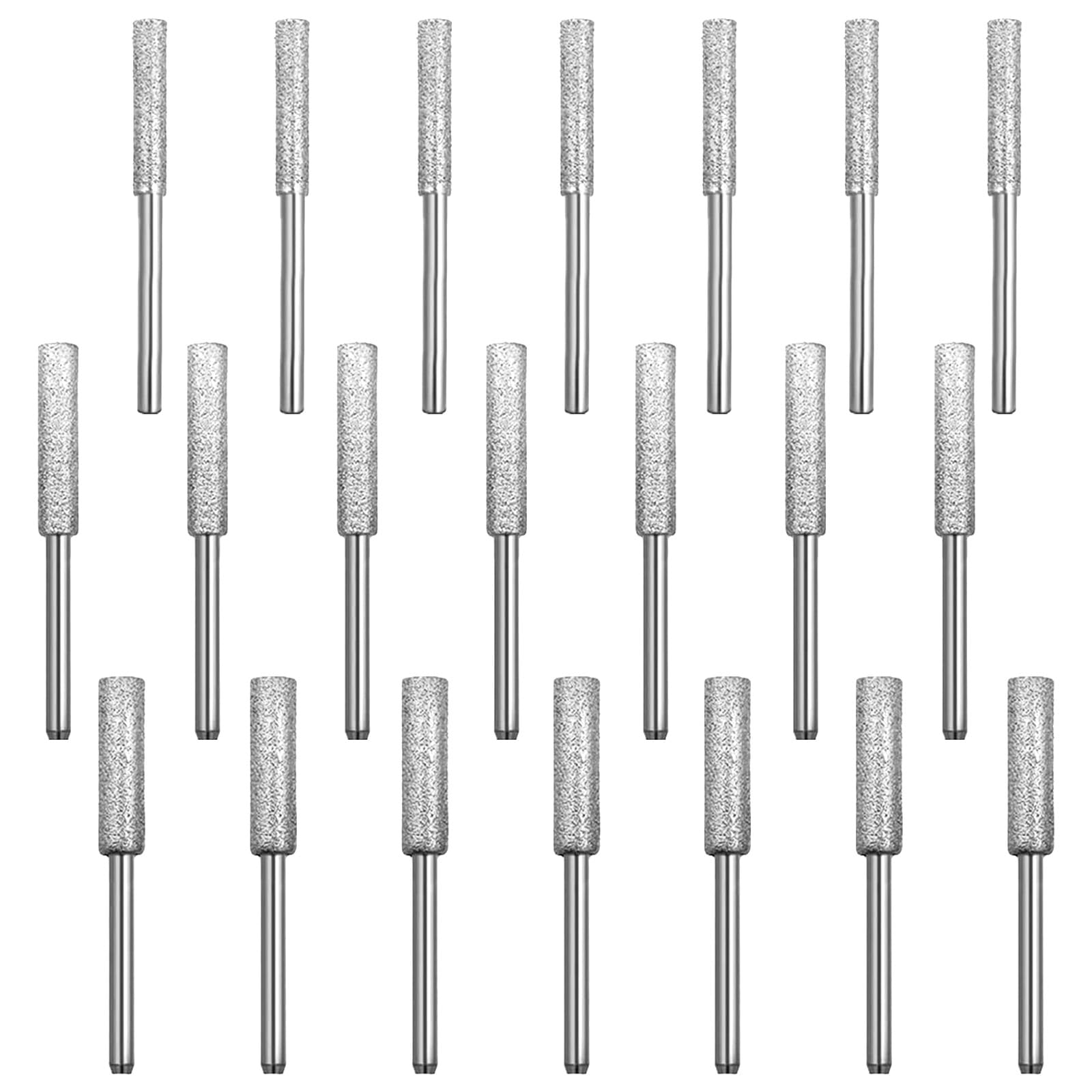 Shitime 21 Pcs Diamond Chainsaw Sharpener 1/8" Shank, High Hardness Burr Grinding Stone Chainsaw Sharpening Kit for Chain Saw Stone Jewelry Wood Silver (5/32'', 3/16'', 7/32'')