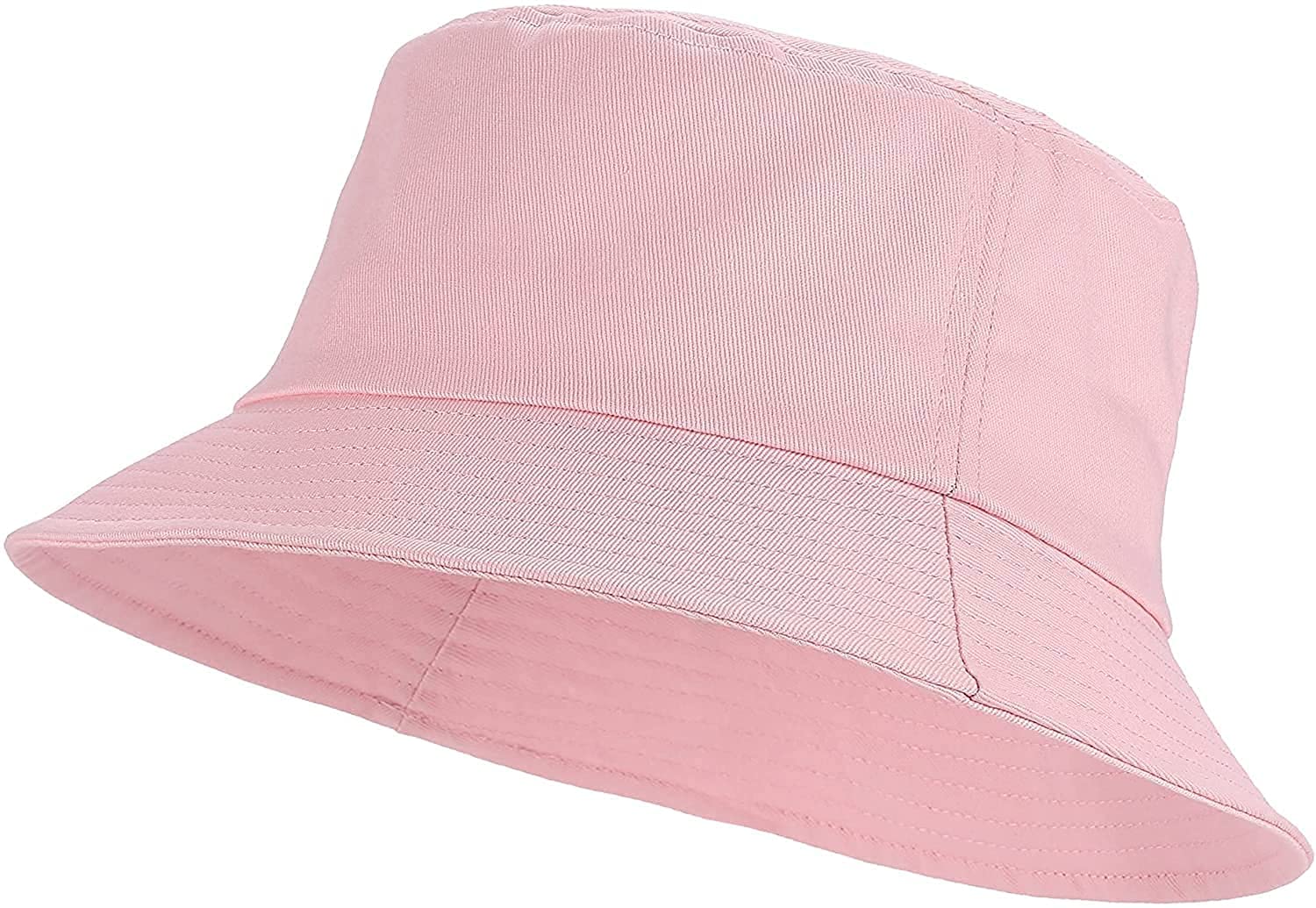 R&DWomen’s Hat Everyday Bucket Style Cotton Hat Lightweight Outdoor Summer Beach Vacation Getaway Headwear (Light Pink)