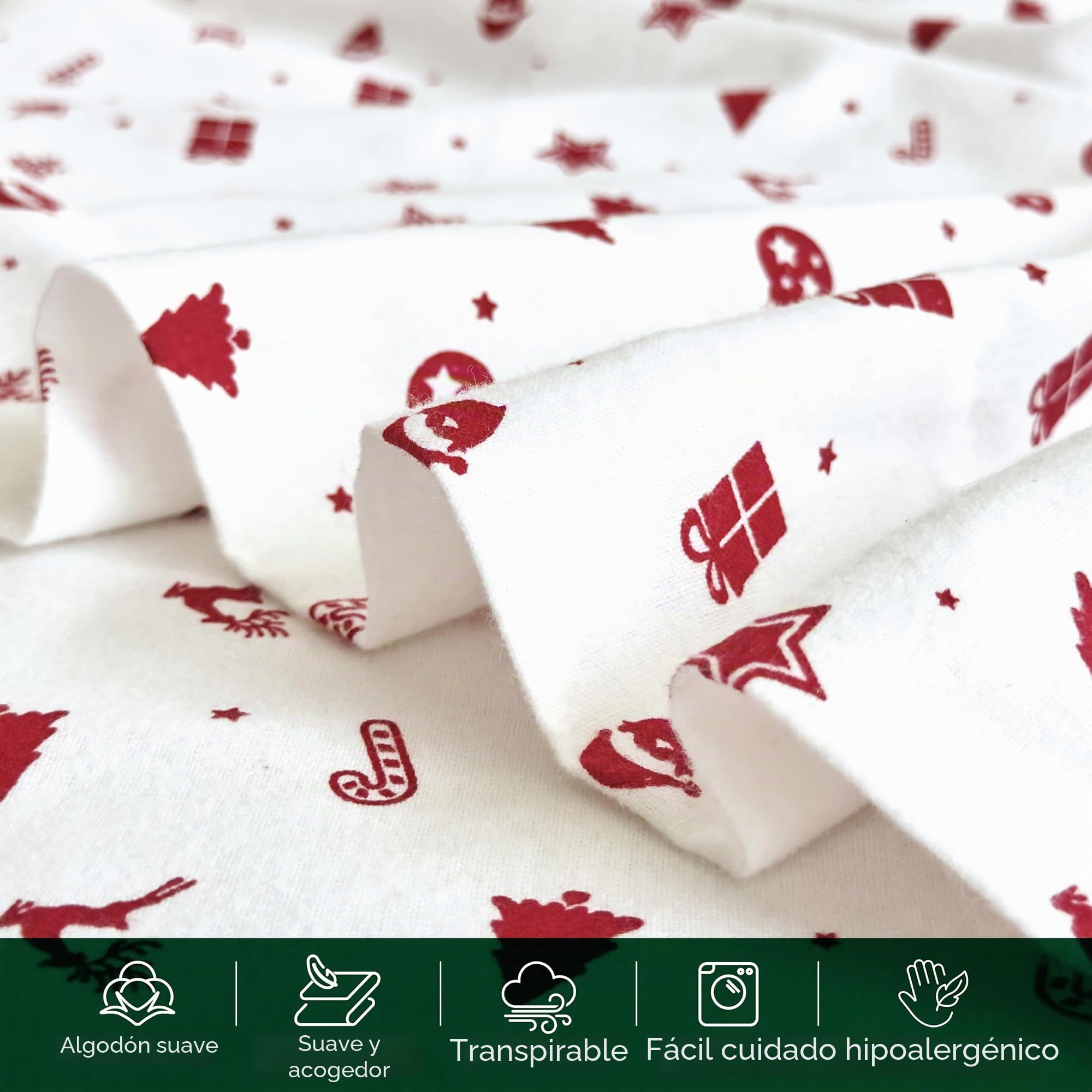 Elegant Comfort - Juego de sábanas ultrasuaves de Franela de 100% algodón Turco prémium, 4 Piezas, diseño navideño, cálidas y acogedoras, sábana Bajera Profunda, tamaño de Matrimonio, Estrellas Rojas