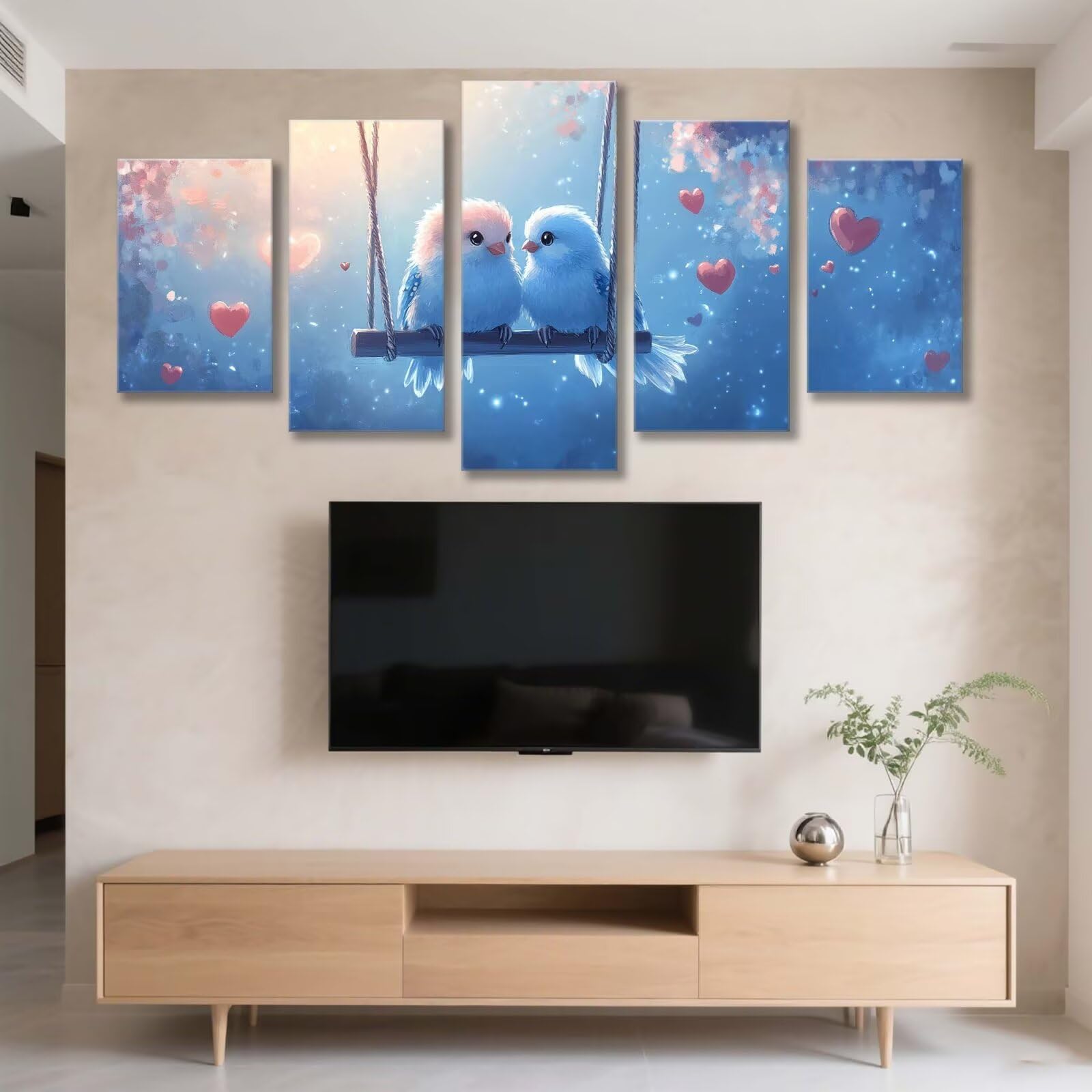 Amar Diamond Painting 5 sztuk Kompletny zestaw, zestaw do malowania diamentowego ptaka dla dorosłych, 5D DIY Haft krzyżykowy Rysunki z diamentami, dekoracja ścienna 150x75cm C-41