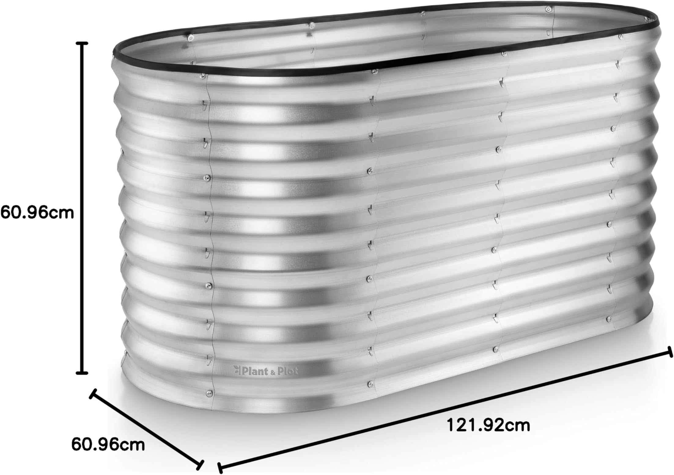 Plant & Plot Galvanized Raised Garden Beds Outdoor // 4×2×2 ft Planter Raised Beds for Gardening, Vegetables, Flowers // Large Metal Garden Box (Silver) // Patent Pending Tool-Free Assembly