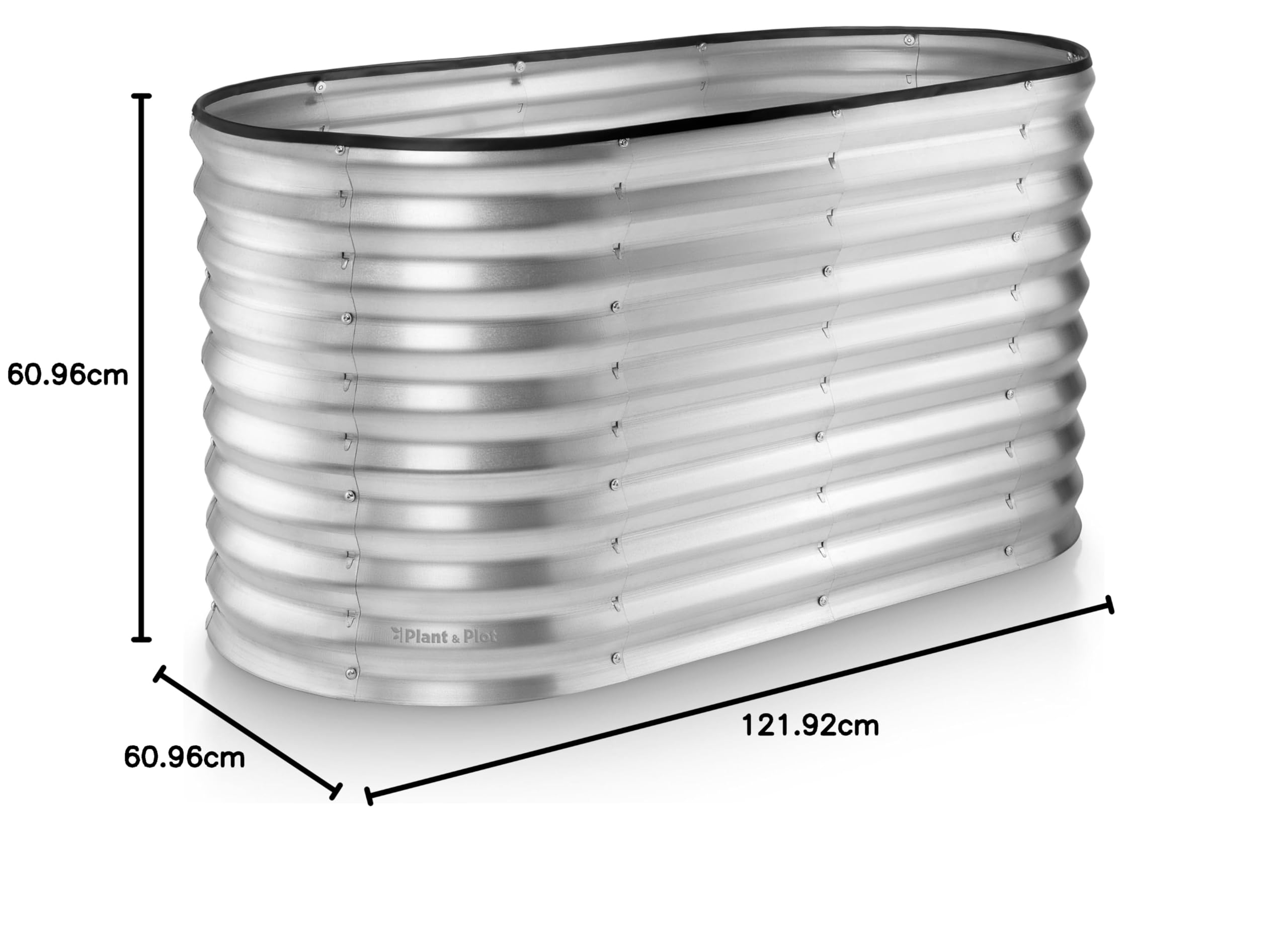 Plant & Plot Galvanized Raised Garden Beds Outdoor // 4×2×2 ft Planter Raised Beds for Gardening, Vegetables, Flowers // Large Metal Garden Box (Silver) // Patent Pending Tool-Free Assembly